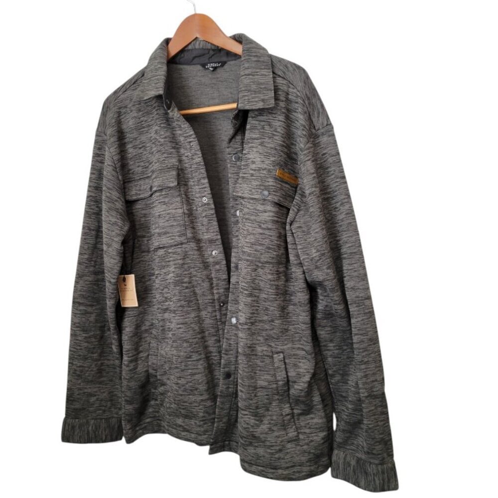 Men's NWT Simply Southern Button-Down Fleece Shirt Jacket Grey Shacket XXL‎